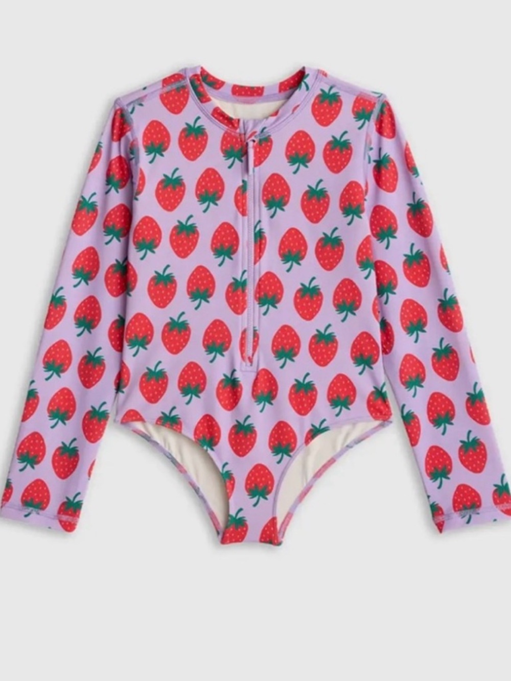 QUINCE Zip Up One Piece Swimsuit Strawberry Girls 3T 7185